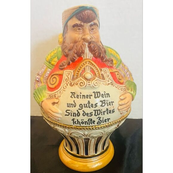 Vintage GERZ W. Germany German Beer Pitcher Stein Figurine w/Reiner Wein Proverb - Picture 1 of 7